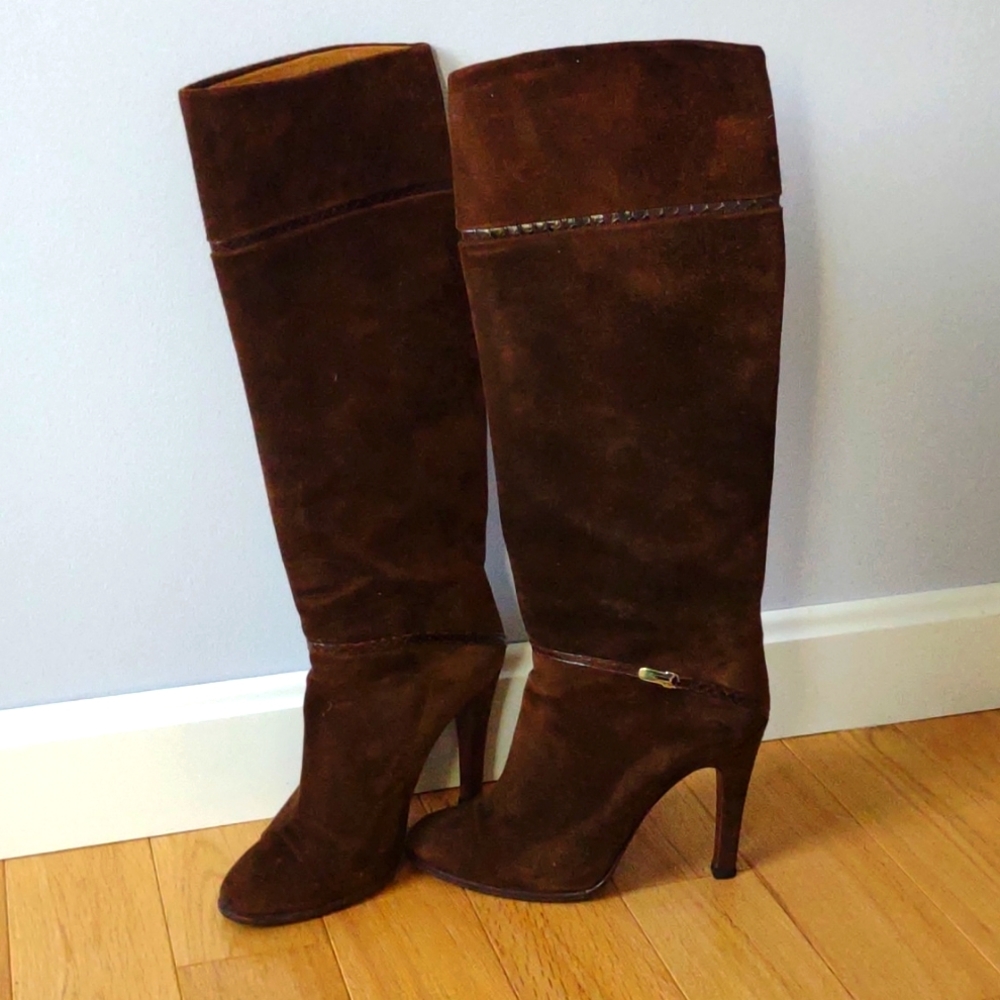 Classic Filene's Brown Tall Suede and Leather Boots Size 6